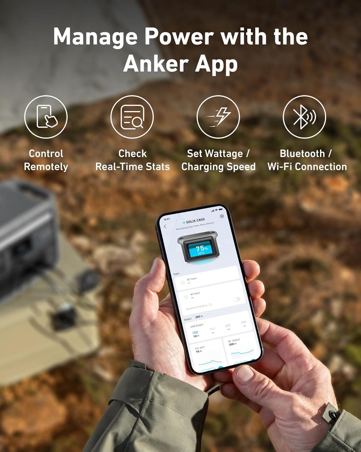 Anker SOLIX C800 Plus Portable Battery Power Station with PS100 Solar Panel