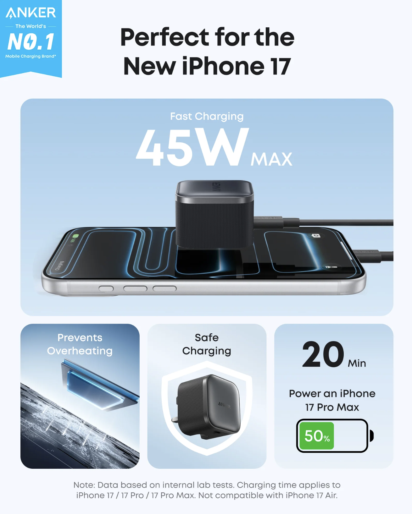 Anker NANO Charger 45W Quick Power Boost Ultra Portable & Sleek Black - A121DK11