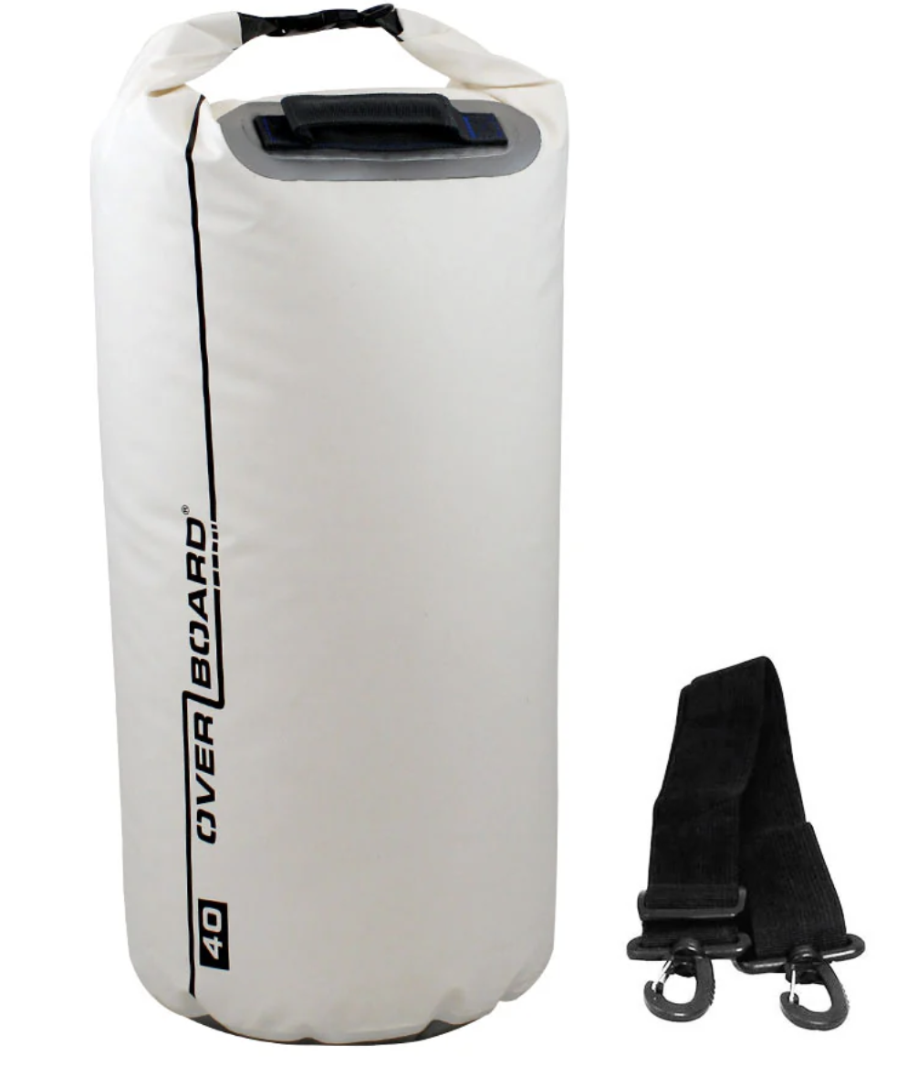 OverBoard 40 Litre Dry Tube Waterproof Bag Water Sports Outdoors OB1007 - White