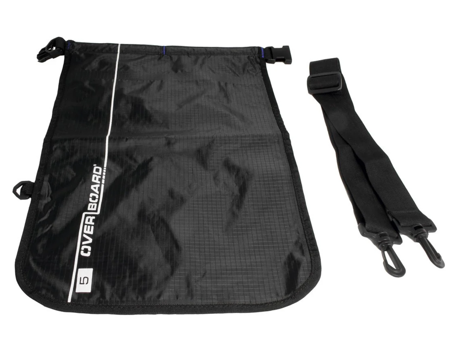 OverBoard 5 Litre Dry Flat Waterproof Bag Water Sports Outdoors OB1002 - Black
