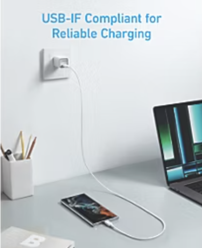 Anker 322 USB-C to USB-C Braided Fast Charging Cable 3M 60W White - A81F7H21-1