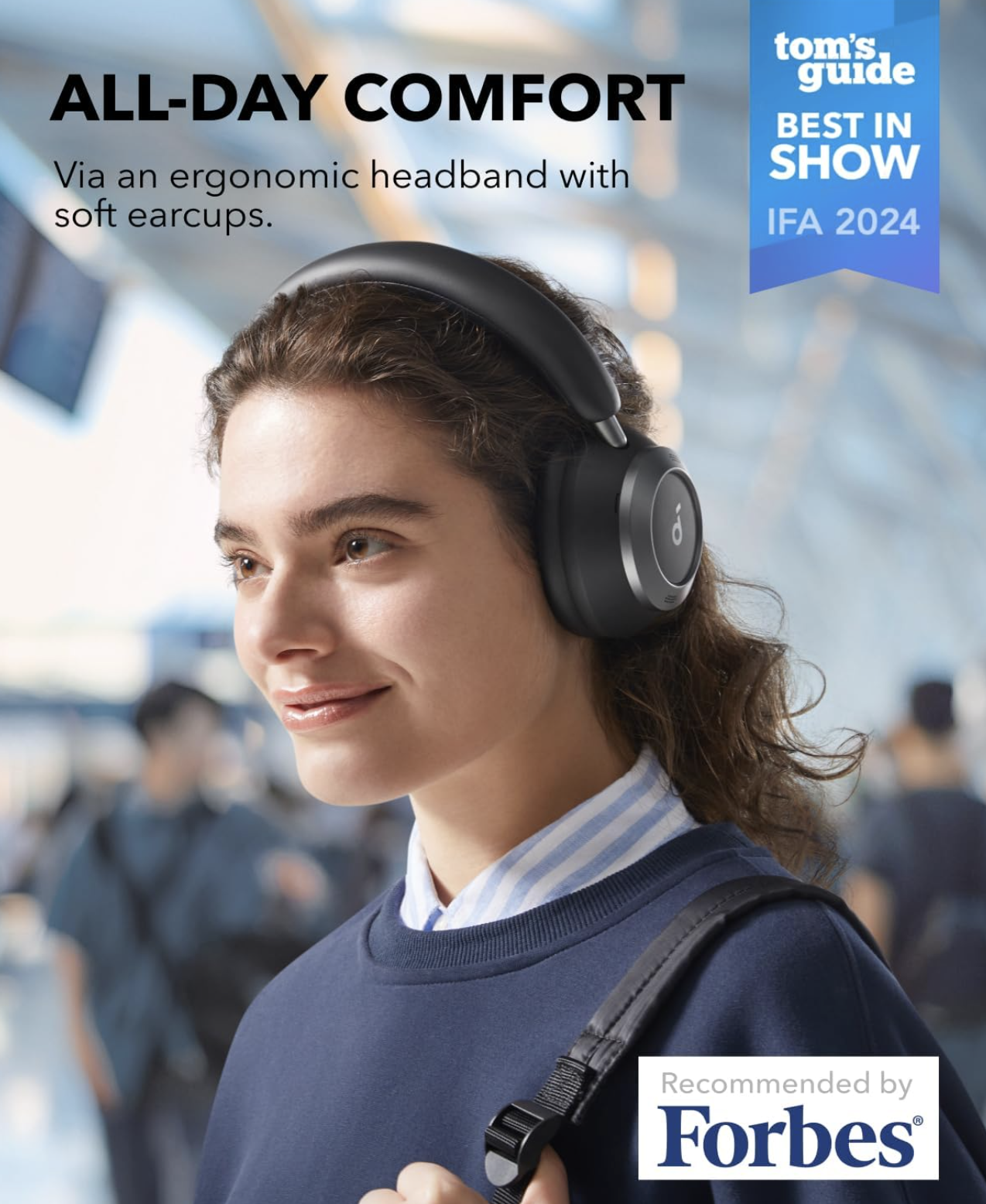 Anker Soundcore Space One Pro Headphones Adaptive Super Foldable Over-Ear Black - A3062G11