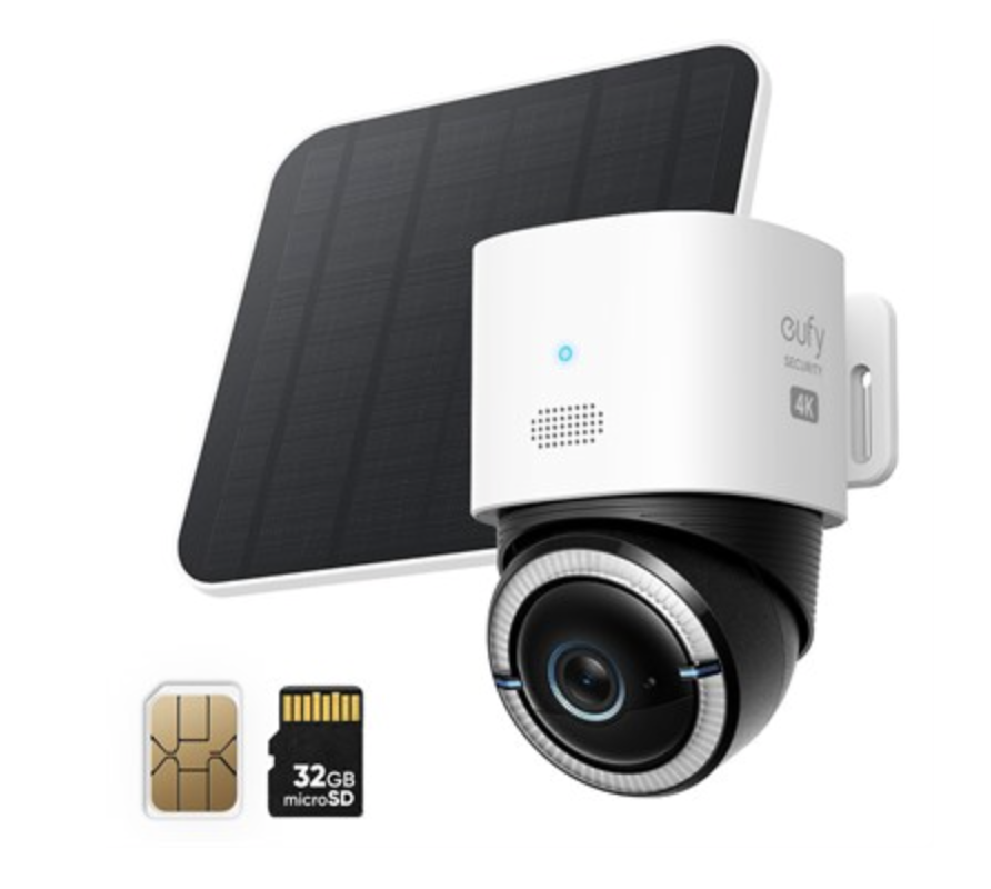 Eufy 4G LTE S330 Bullet IP Outdoor Security Camera 3840 X 2160 With Solar Panel - T86P2321