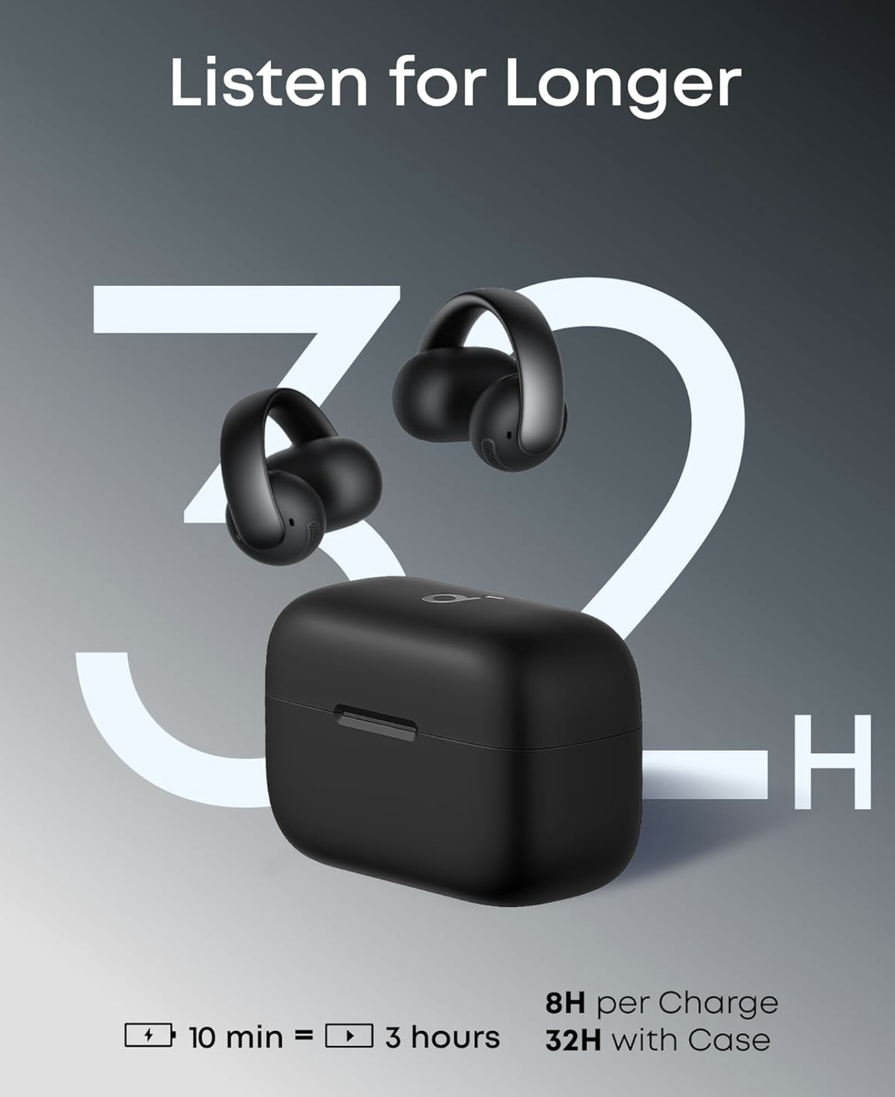 Anker Soundcore Aeroclip Open-Ear Clip-On Earbuds with Adaptive Comfort TWS Black - A3388G11