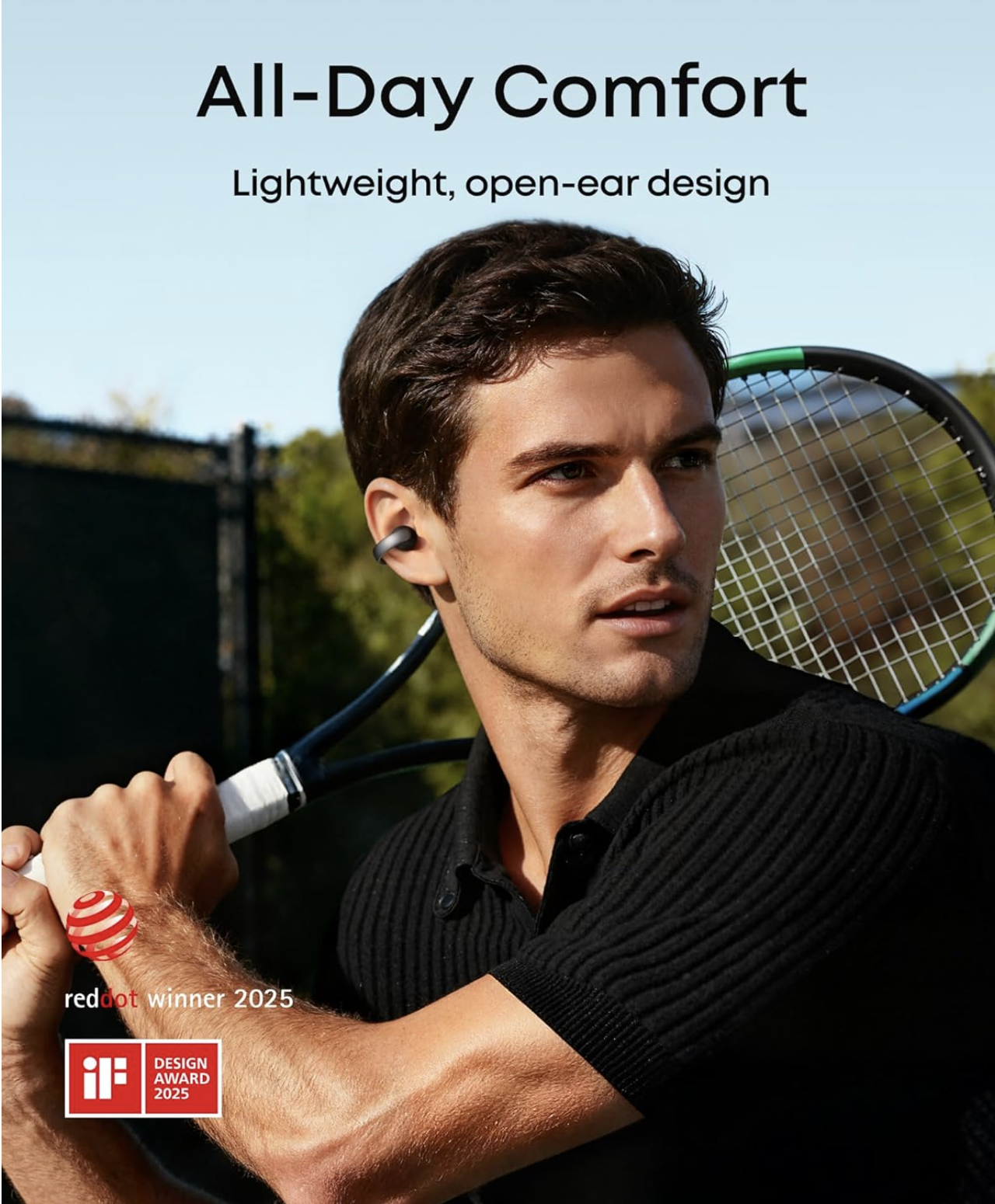 Anker Soundcore Aeroclip Open-Ear Clip-On Earbuds with Adaptive Comfort TWS Black - A3388G11