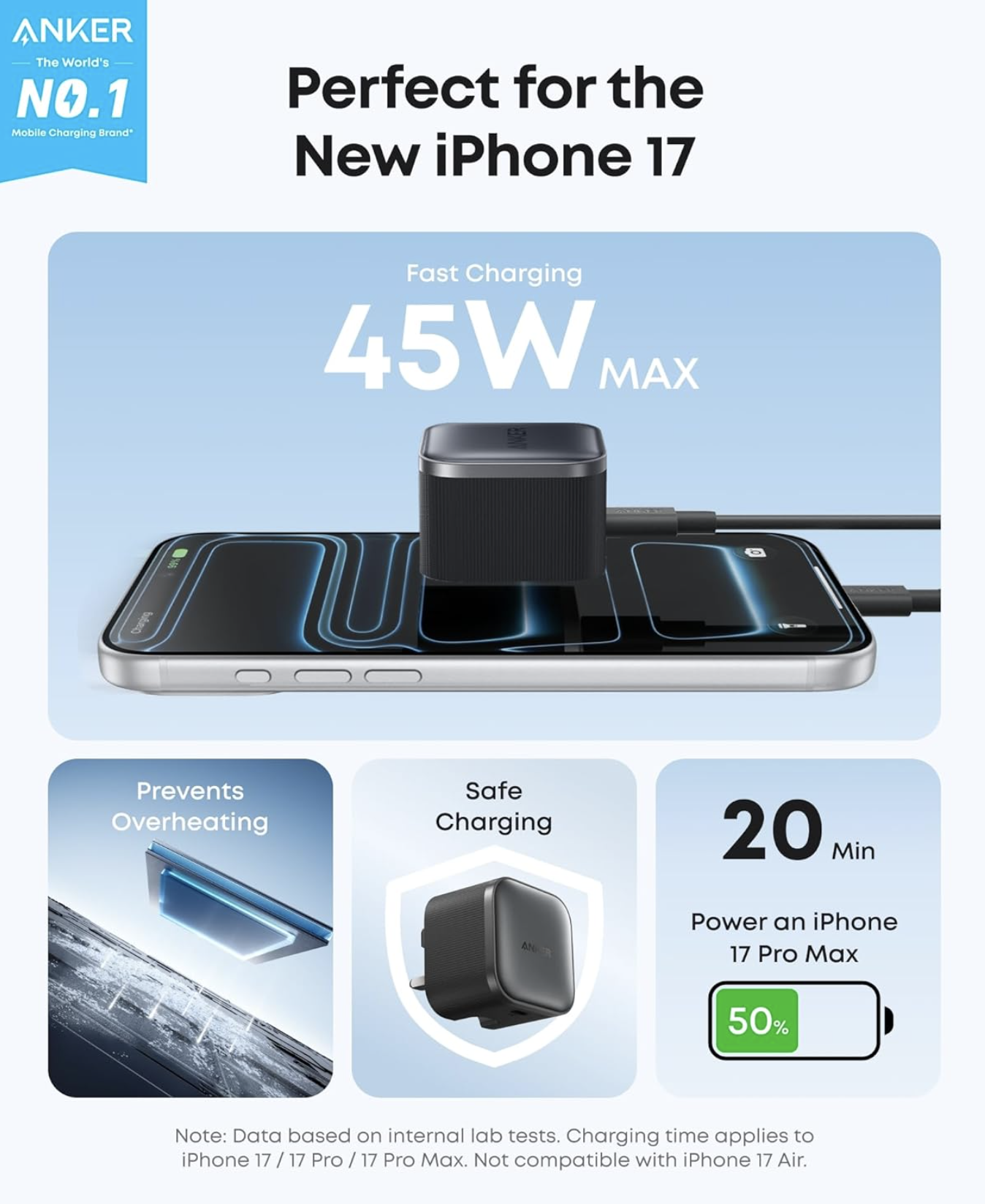 Anker Nano Charger 45W with USB-C Cable Ultra-Portable and Sleek Black - A2692K11
