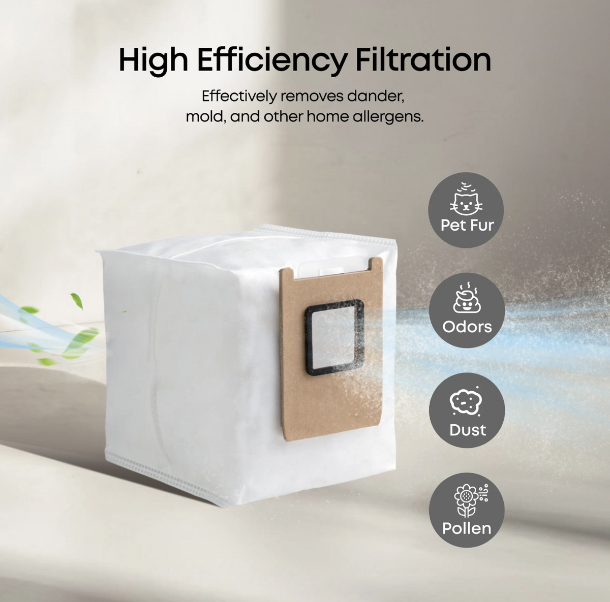 Eufy Dust Bag 3 pieces 3L Leak-Proof Effective Filtration Safe Compatible with C28/E25/E28/E20/X12 Pro - T29YQA20