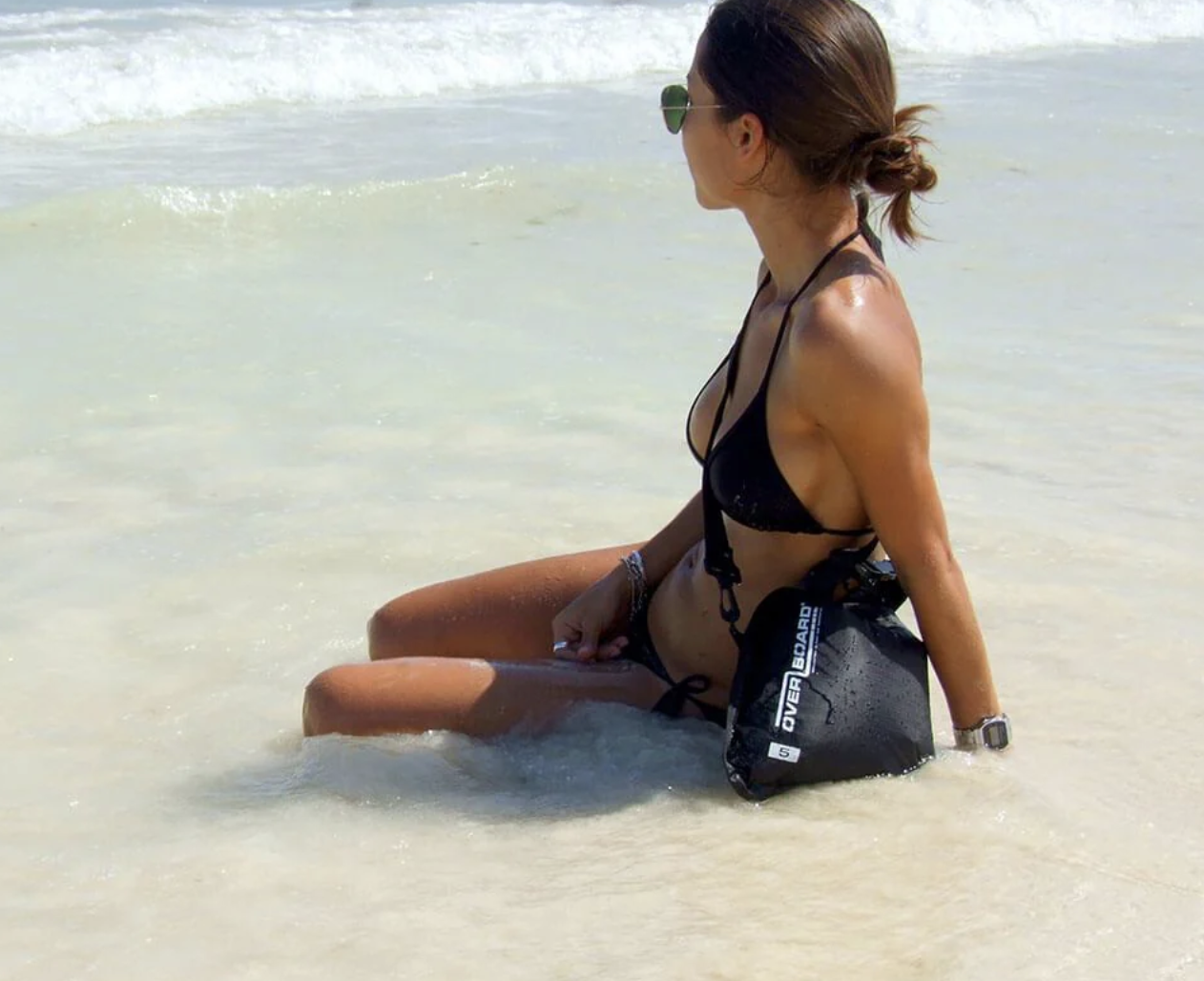 OverBoard 5 Litre Dry Flat Waterproof Bag Water Sports Outdoors OB1002 - Black
