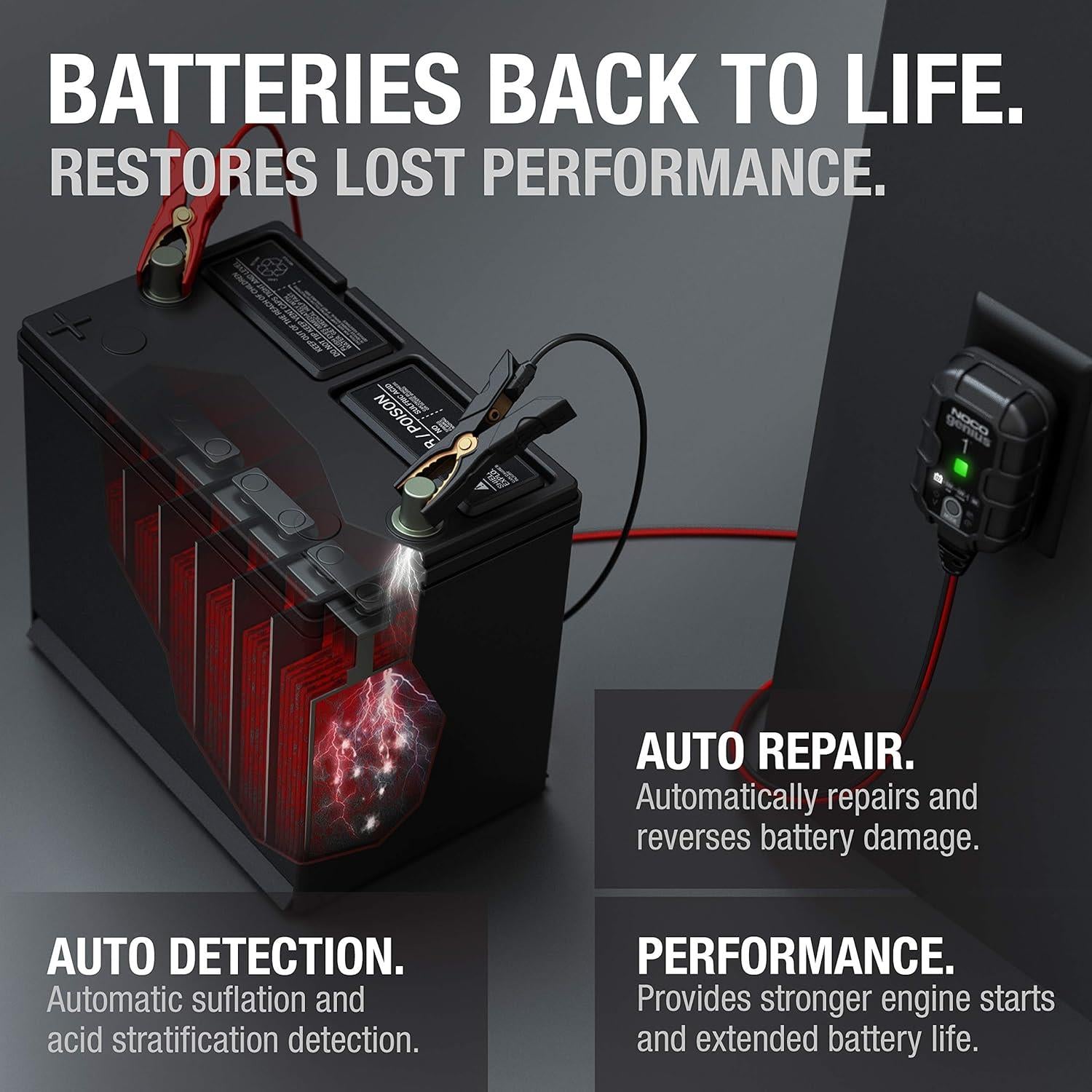 NOCO GENIUS1 1A 6V/12V Smart Battery Charger Trickle Charger & Desulfator