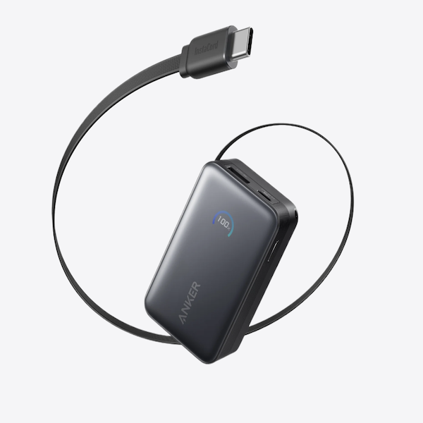 Anker Nano Power Bank 10K mAh Built-In Retractable USB-C Cable 45W Two-Way Fast Charging - A1638H11