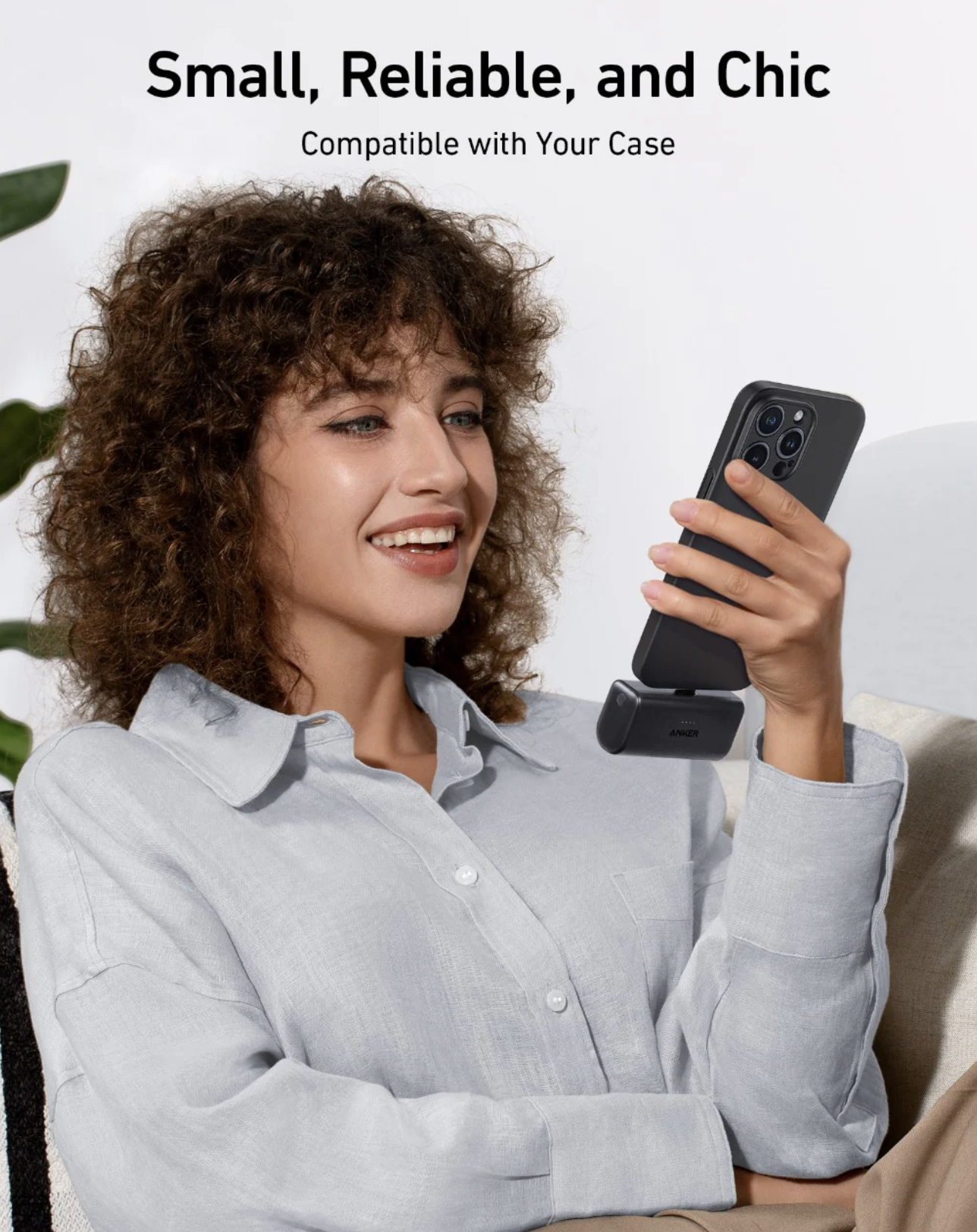 Anker Nano Power Bank 5K mAh with Foldable Built-In USB-C Connector Blue - A1653031