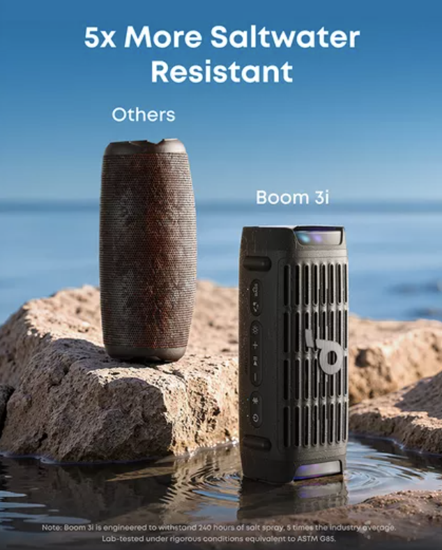 Anker Soundcore Boom 3i Stereo Portable Rugged Speaker IP68 Waterproof 50W Black - D5100A10