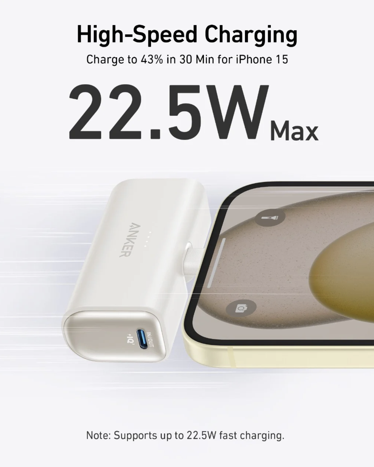Anker Nano Power Bank 5K mAh with Foldable Built-In USB-C Connector Shell White - A1653H21