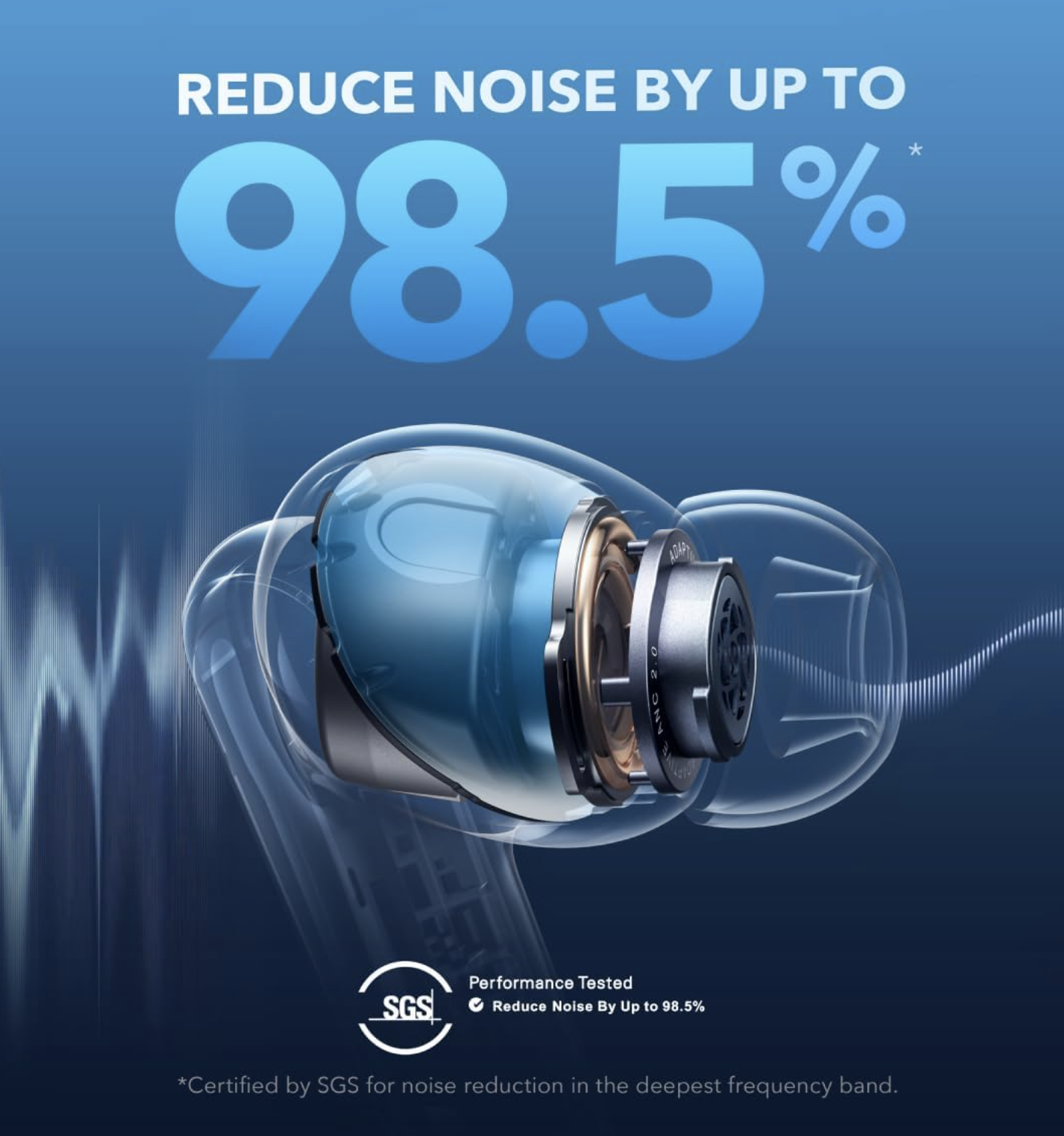 Anker Soundcore Liberty 4 Noise Cancelling Earbuds Hi-Res Sound IPX4 Water-Resistant Blue - A3947G31