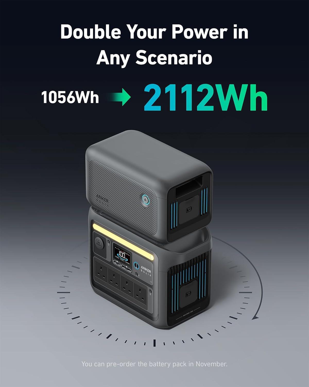 Anker SOLIX C1000X Portable Power Station Battery with BP1000x Expansion Battery