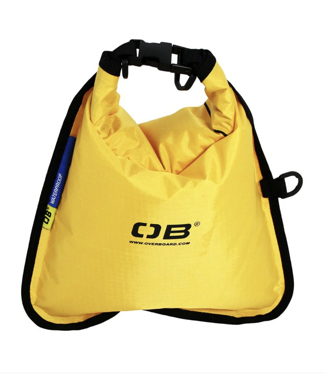 OverBoard 5 Litre Dry Flat Waterproof Bag Water Sports Outdoors OB1002 - Yellow