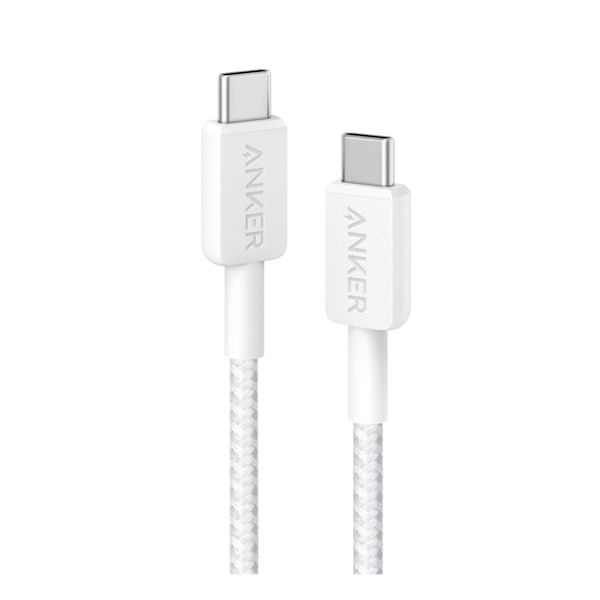 Anker 322 USB-C to USB-C Cable High Speed Charging 3FT Braided White - A81F5G21