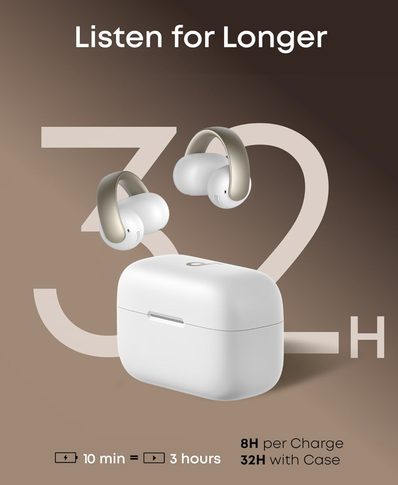 Anker Soundcore Aeroclip Open-Ear Clip-On Earbuds with Adaptive Comfort TWS White - A3388G21