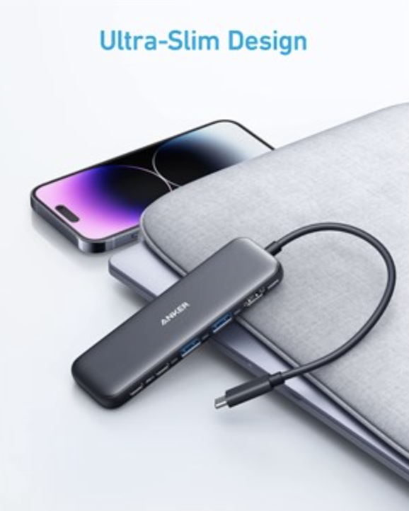 Anker 332 USB-C HUB 5-in-1 Connectivity with Powerful Pass-Through Charging Black  - A8355011