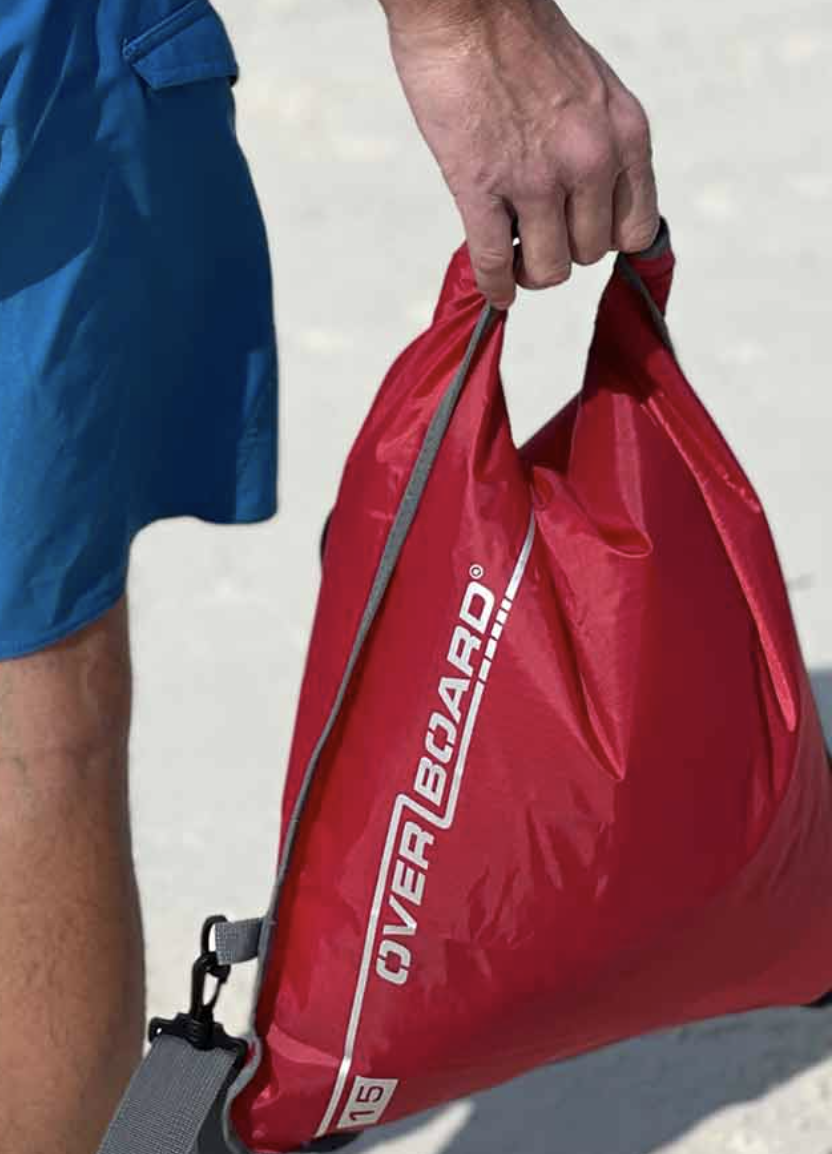 OverBoard 15 Litre Dry Flat Waterproof Bag Water Sports Outdoors OB1004 - Red