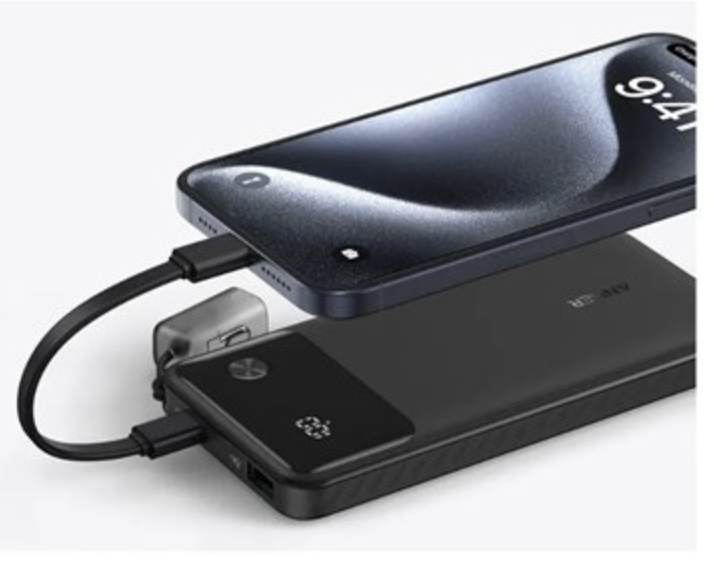 Anker Powercore Power Bank 10K Portable Charger with USB C Lanyard Cable Black - A1388H11
