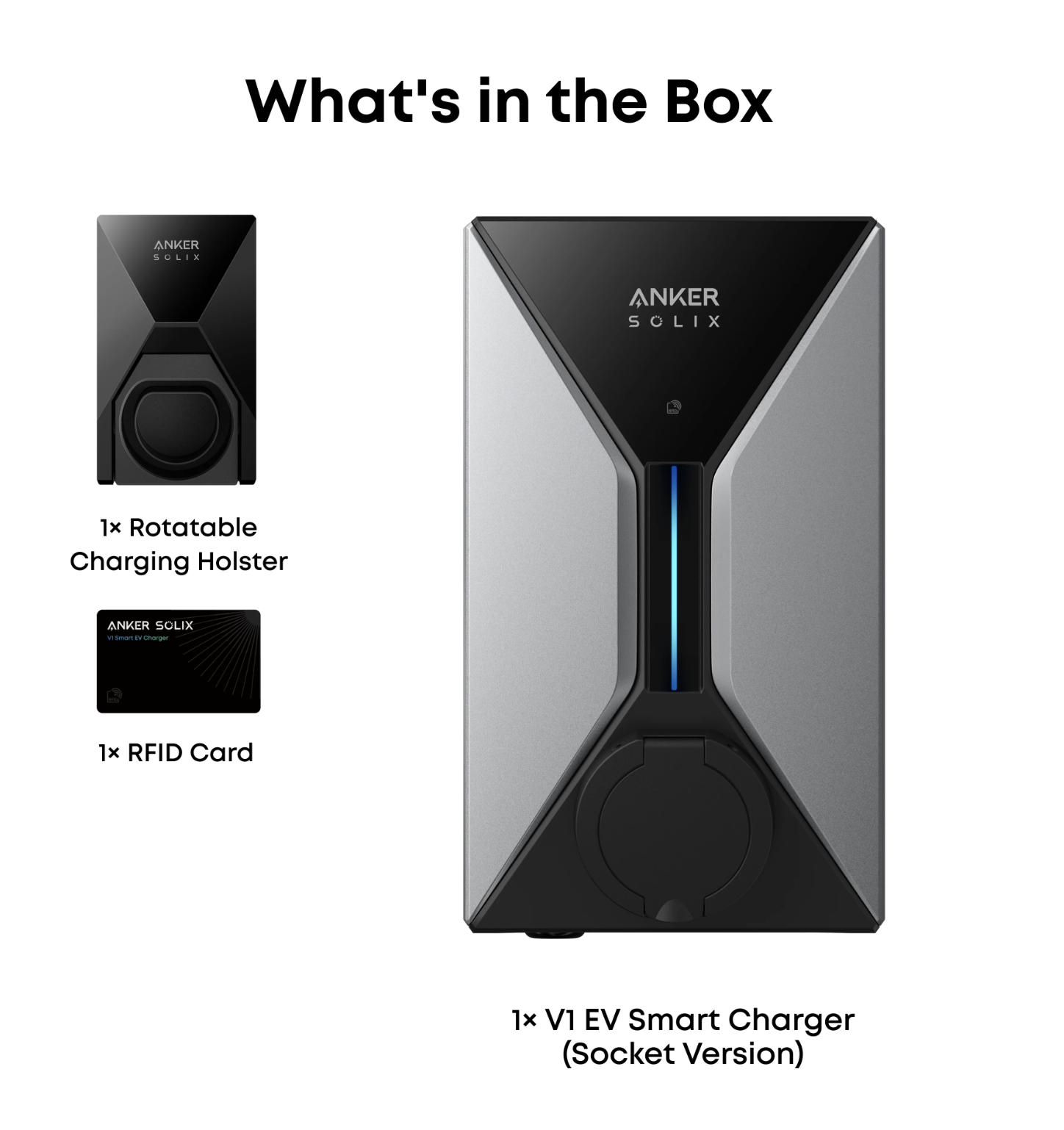 Anker SOLIX V1 7.4kW Smart EV Charger Socket with 99% EV and Hybrid Compatibility - A5191VZ2