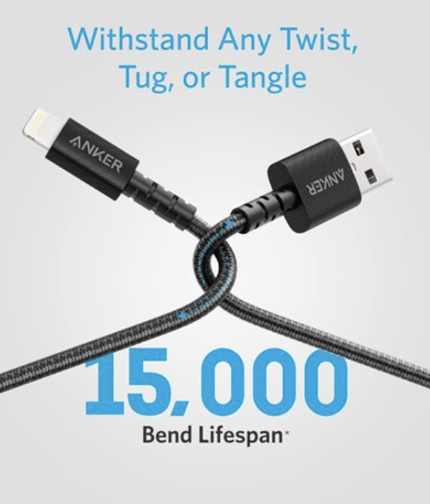 Anker Powerline Select+ USB A Cable Lightning 0.9M Male Male Black - A8012H12