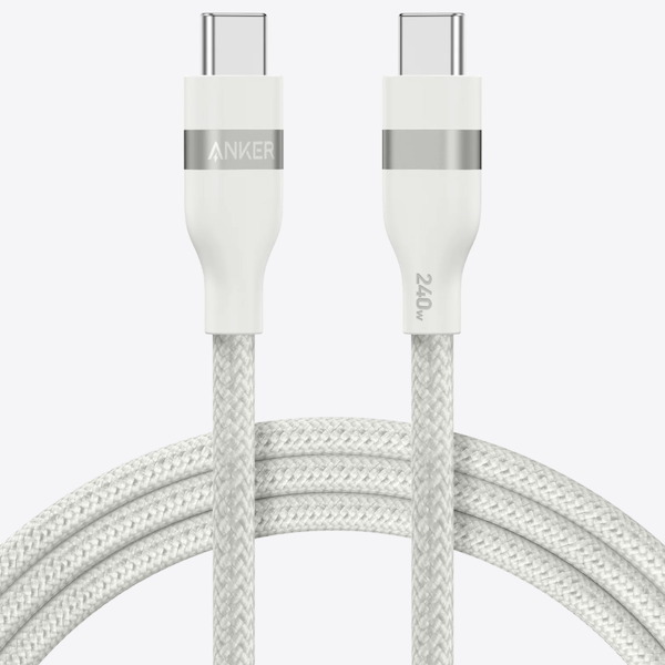 Anker USB-C to USB-C Braided Super Fast Charging Cable 6FT 240W White - A82E2H22
