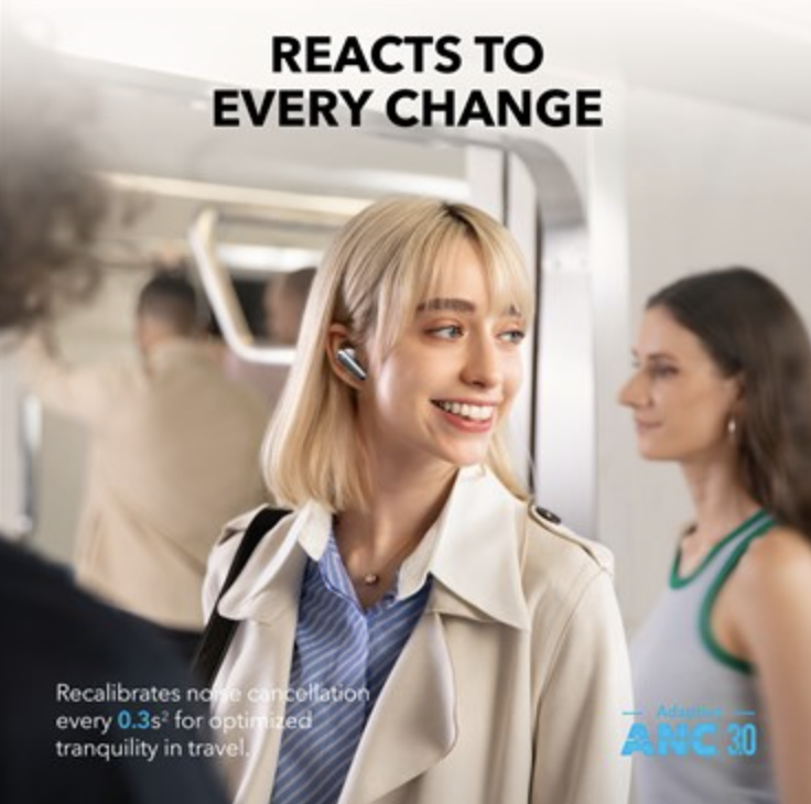 Anker Soundcore Liberty 4 Pro Noise Cancelling Earbuds with Touch-Bar and DisplayWhite - A3954G21