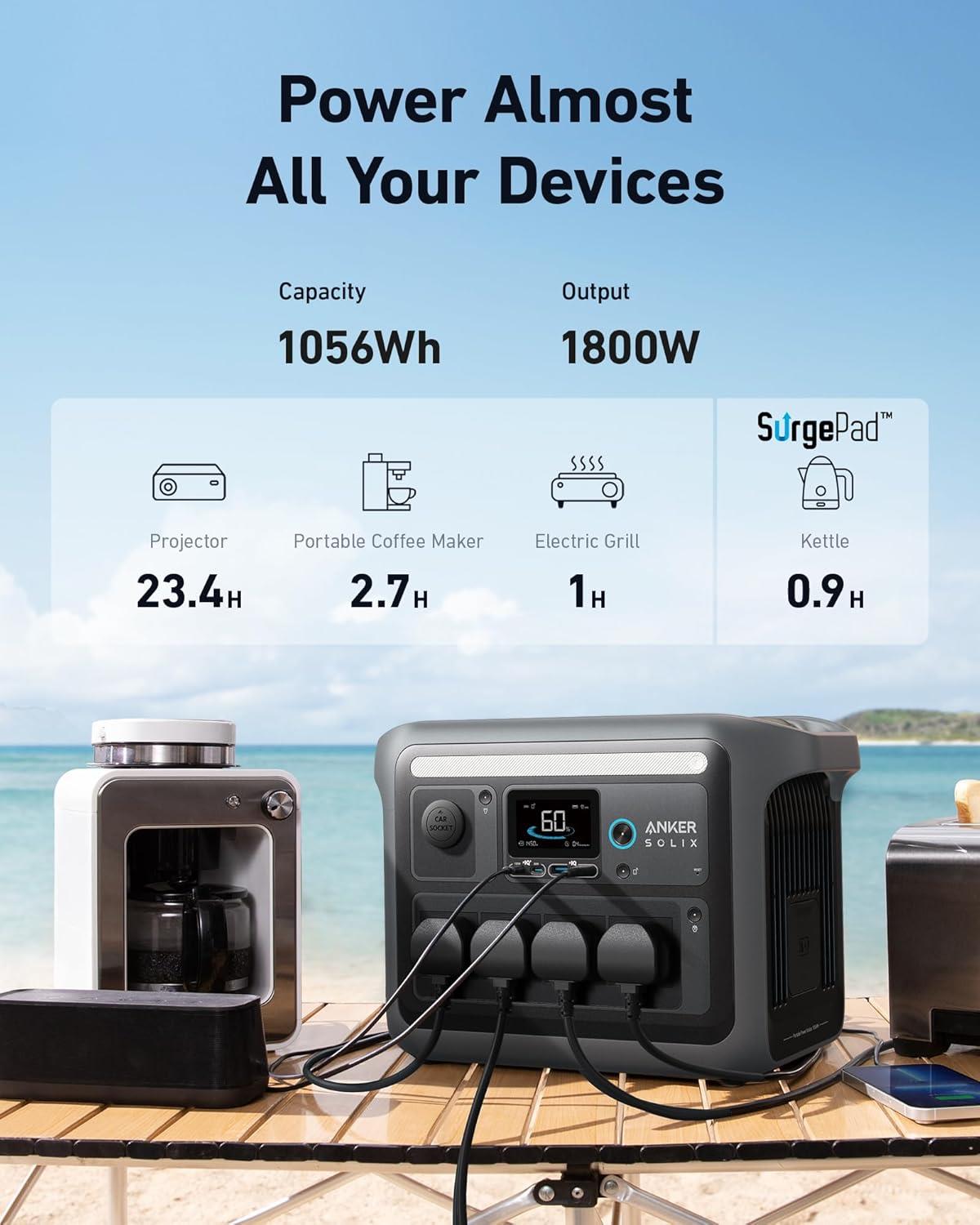 Anker SOLIX C1000X Portable Power Station Battery with BP1000x Expansion Battery