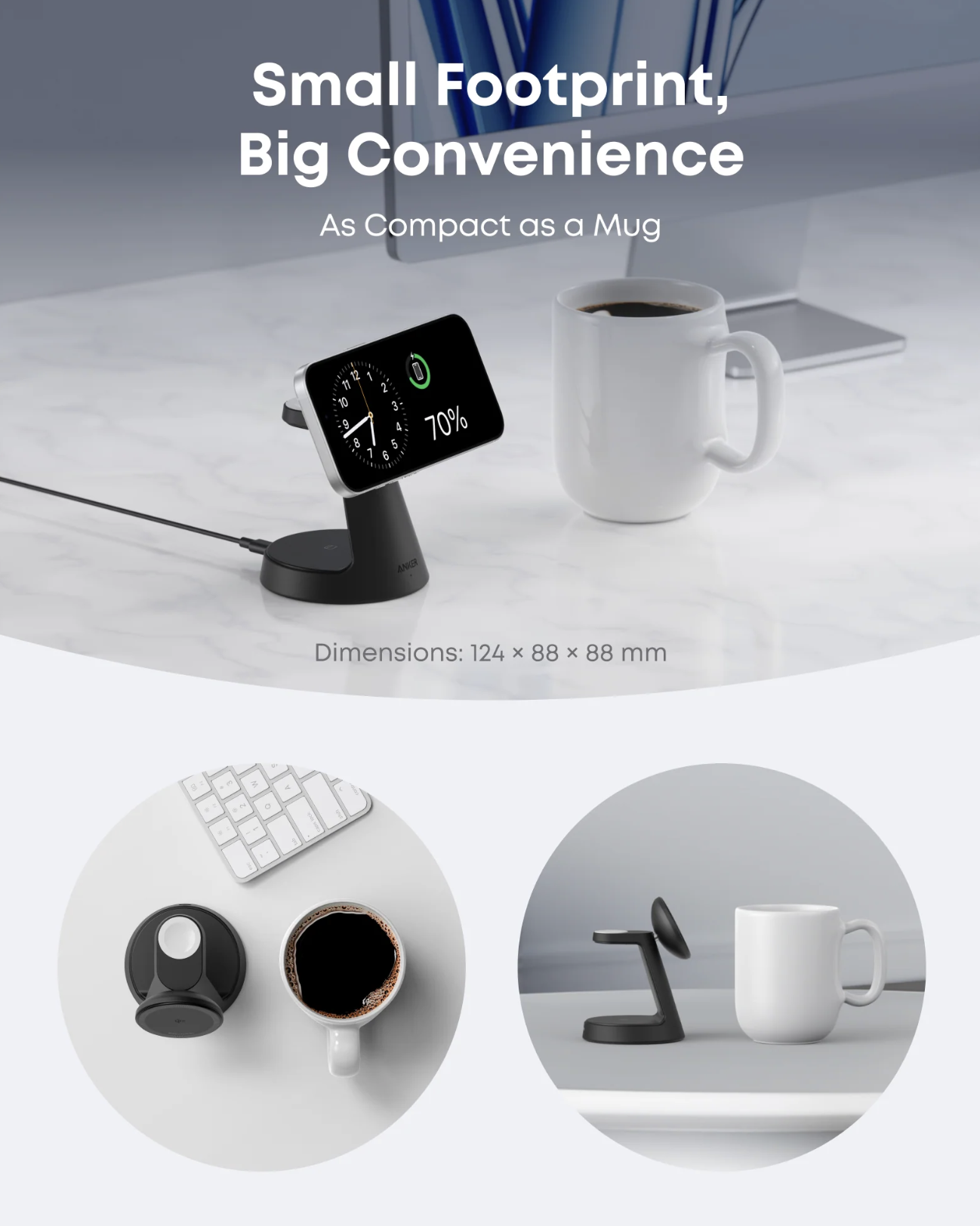 Anker MagGo 3-in-1 Q12 Ultra Fast Wireless Charging Station 15W with Adjustable Ergonomics Black - B25M4V11