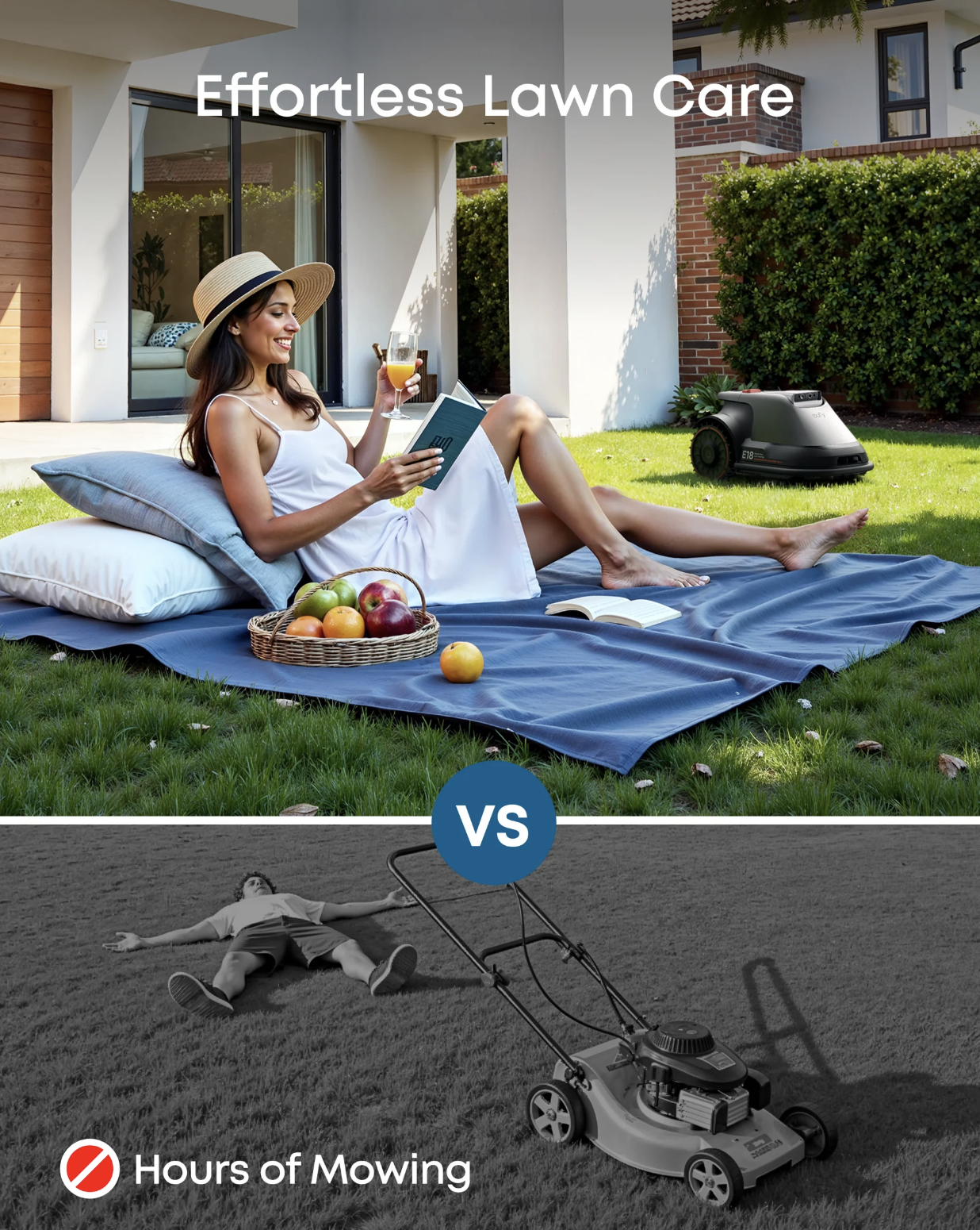 Eufy E18 Robot Cordless Lawn Mower with Hands-Free Auto-Mapping Grey - T28012A1