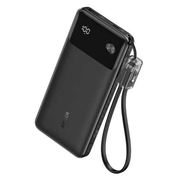 Anker Powercore Power Bank 10K Portable Charger with USB C Lanyard Cable Black - A1388H11