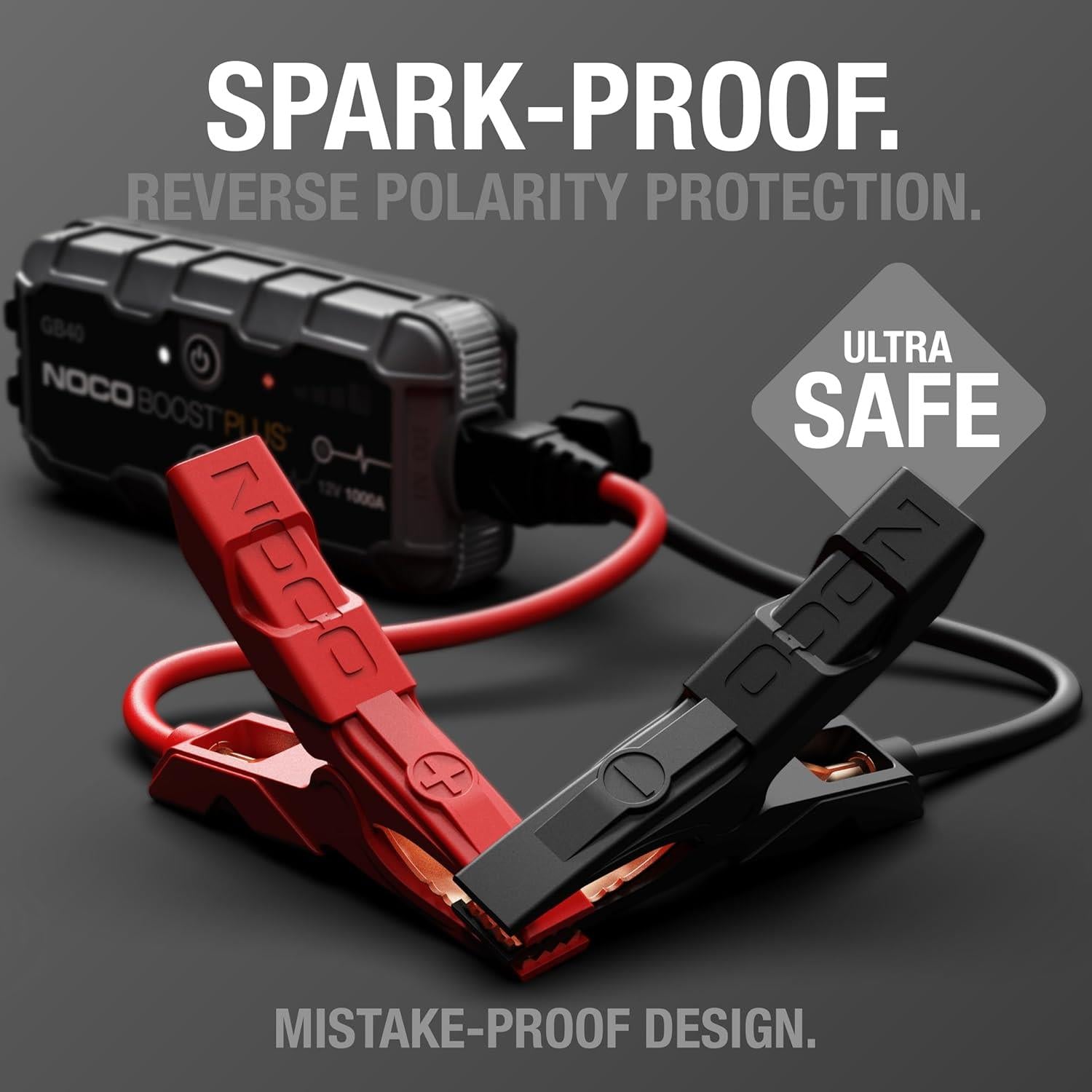 NOCO Boost Plus GB40 1000A UltraSafe Car Jump Starter Power Pack Jump Leads
