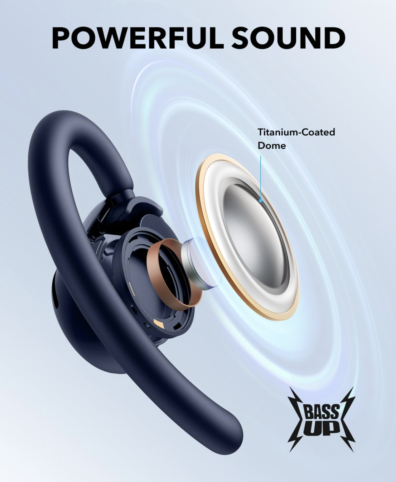 Anker Soundcore V20I Adjustable Ear Hooks Open-Ear Wireless with Customisable Lights Blue - A3876G31