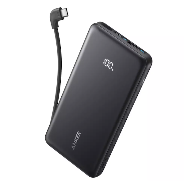 Anker ZOLO Power Bank 10K mAh 22.5W Fast Charging with Built-in USB-C Cable Black - A110DH11