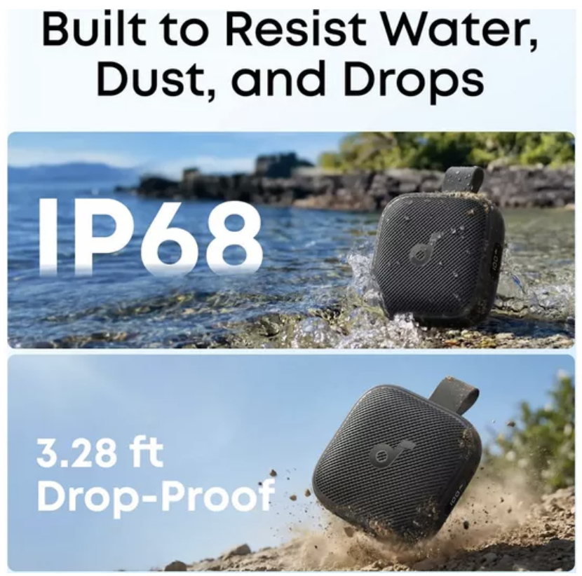 Anker Soundcore Boom Go 3i Portable Bluetooth Speaker with Powerful Bass IP68 Waterproof Black - D5103010