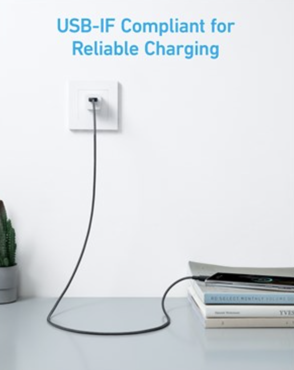 Anker 322 USB-A to USB-C Braided Fast Charging Cable 3FT 15W Black - A81H5G11