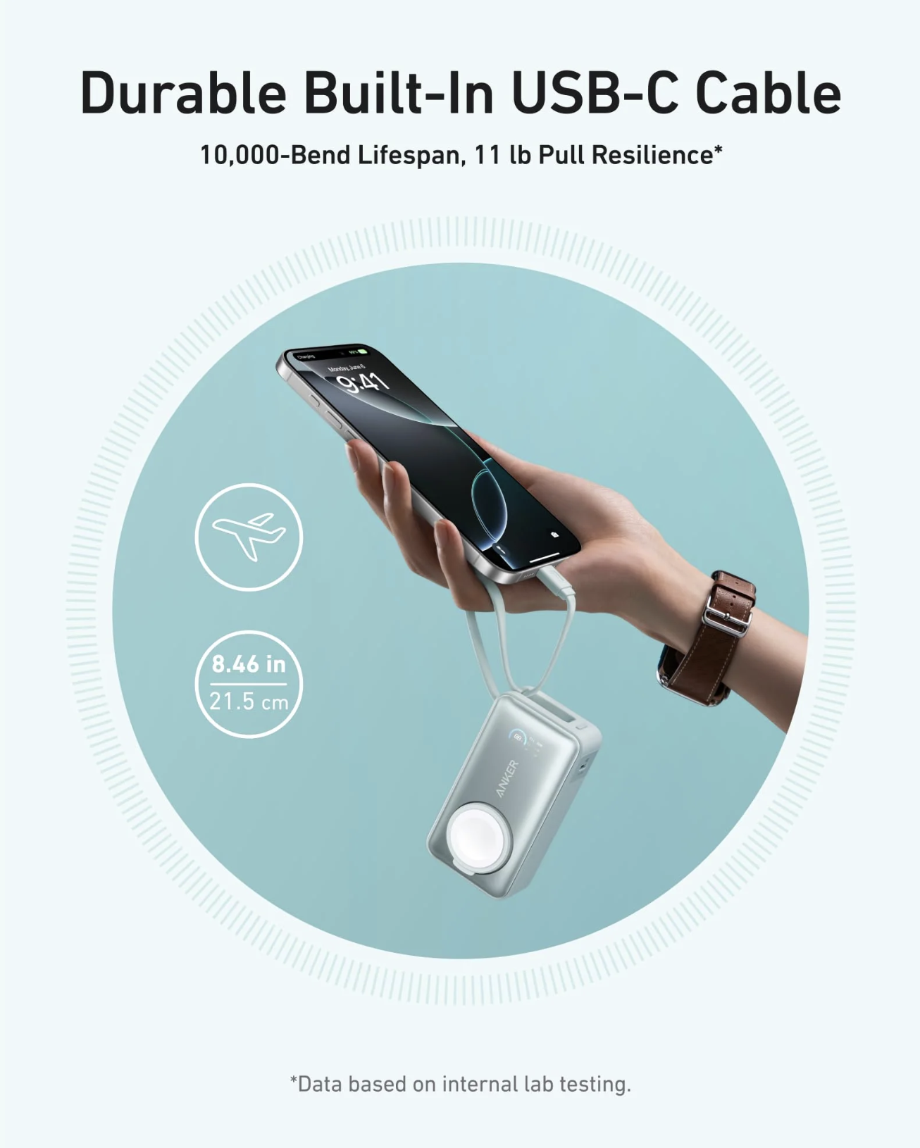 Anker MagGo 10K mAh Power Bank 35W for Apple Watch Wireless & USB C Black - A1657H11
