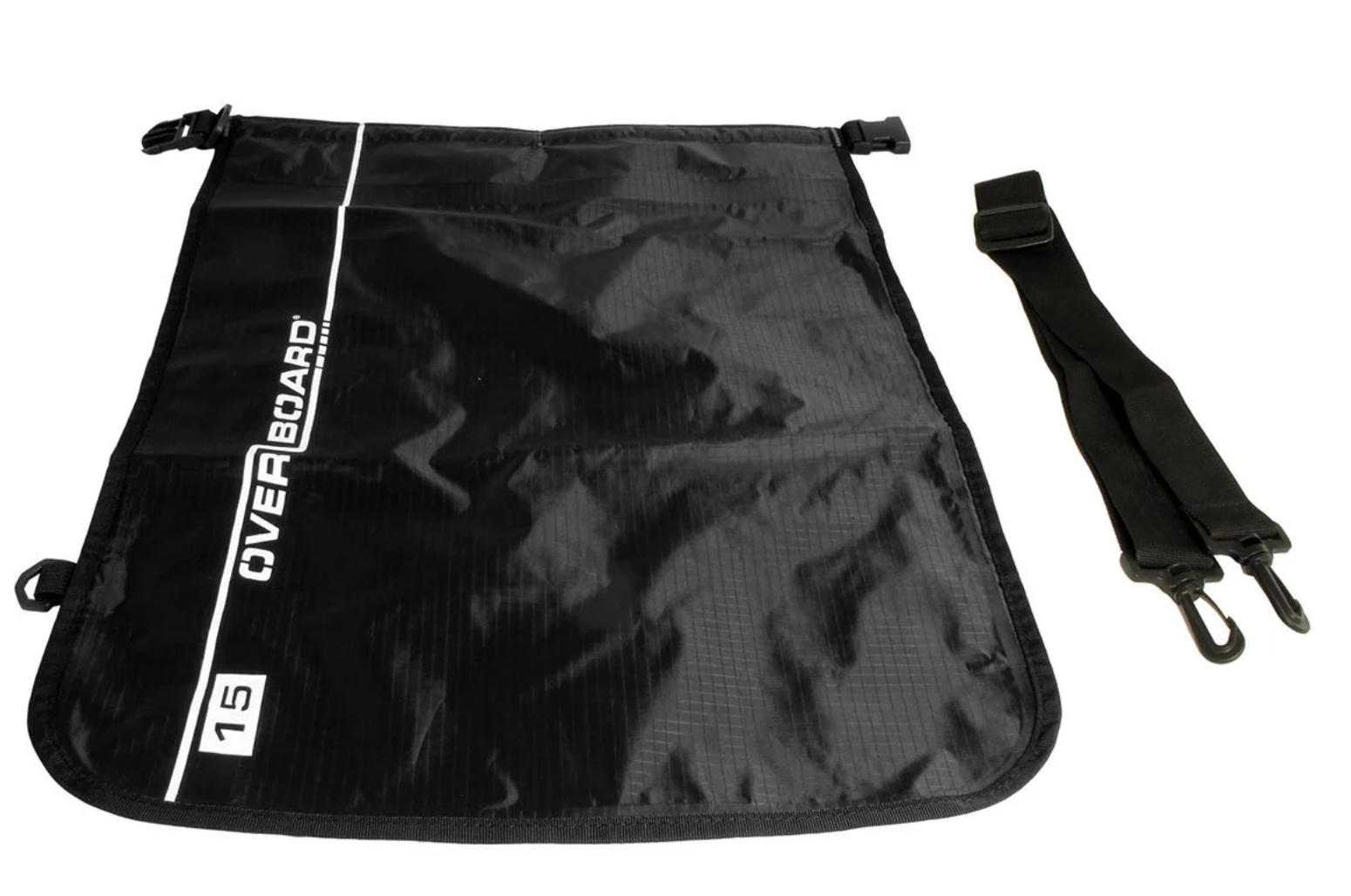 OverBoard 15 Litre Dry Flat Waterproof Bag Water Sports Outdoors OB1004 - Black