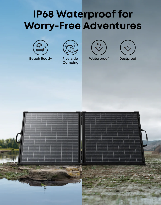 Anker SOLIX PS200 Bifacial Portable Solar Panel IP68 Water-Proof Black - AS320011