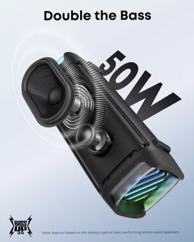 Anker Soundcore Boom 3i Stereo Portable Rugged Speaker IP68 Waterproof 50W Black - D5100A10