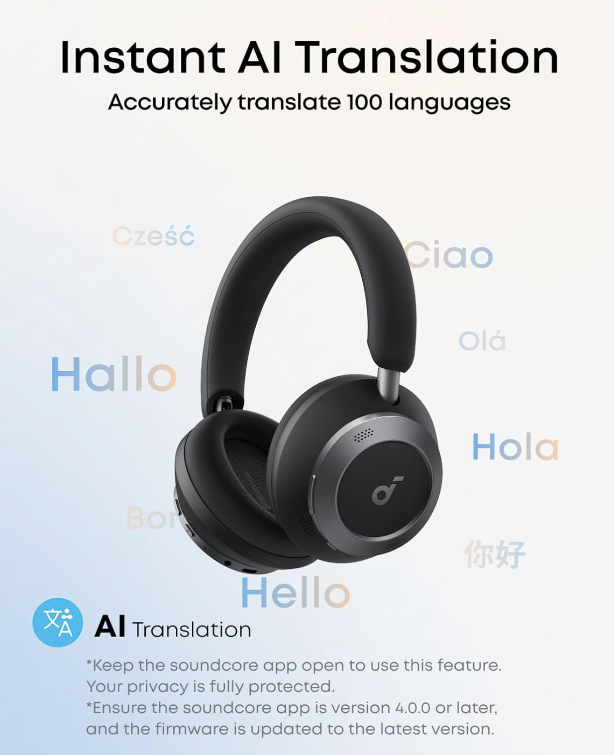 Anker Soundcore Space One Pro Headphones Adaptive Super Foldable Over-Ear Black - A3062G11