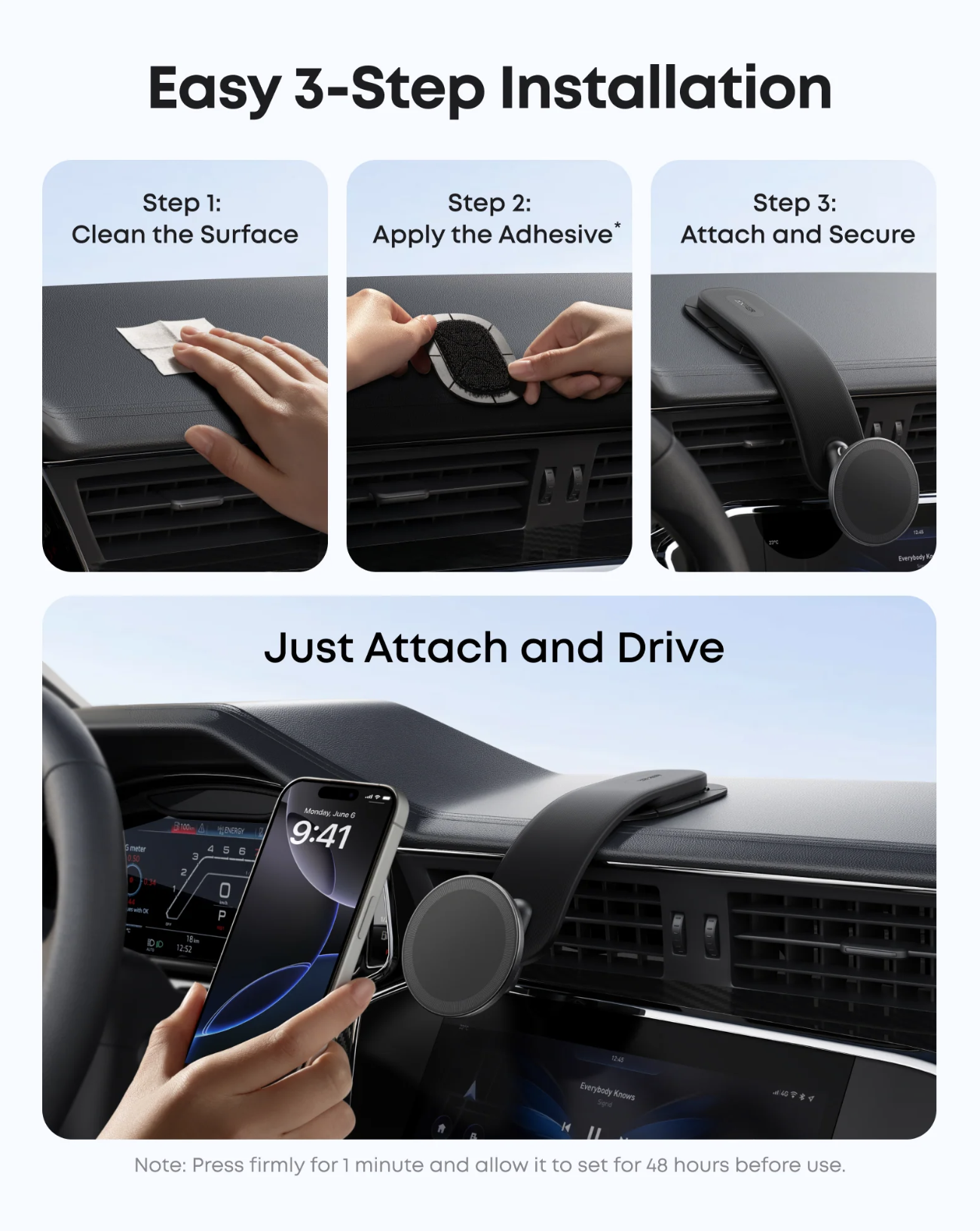 Anker Nano Magnetic Phone Car Detachable Holder Ultimate Viewing Flexibility Black - A9110H11