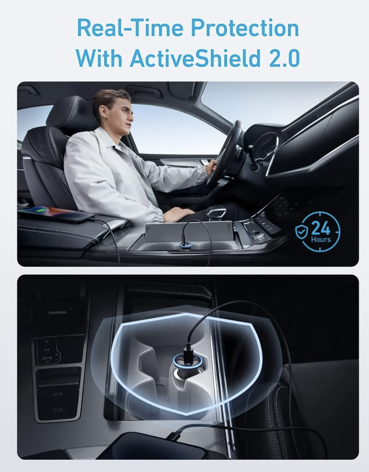 Anker 323 Car Fast Charger 52.5W ActiveShield 2.0 Safety System Black - A2735G11