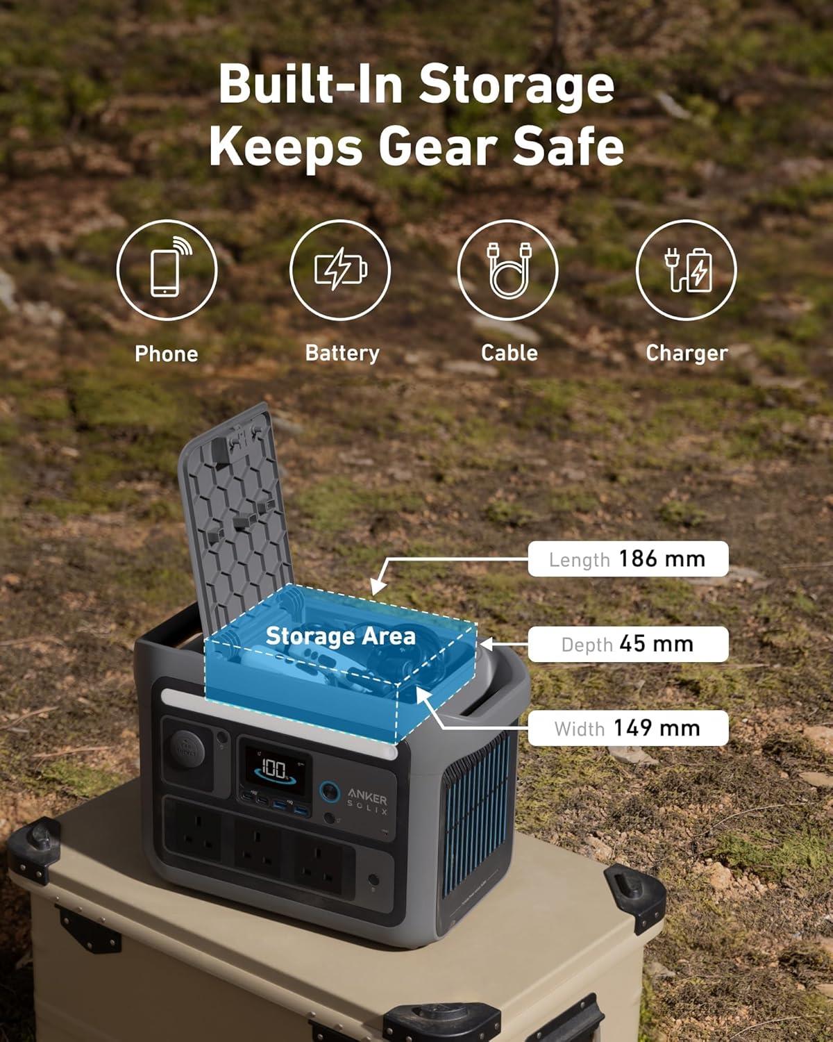 Anker SOLIX C800 Plus Portable Battery Power Station 768Wh Camping Light 1200w