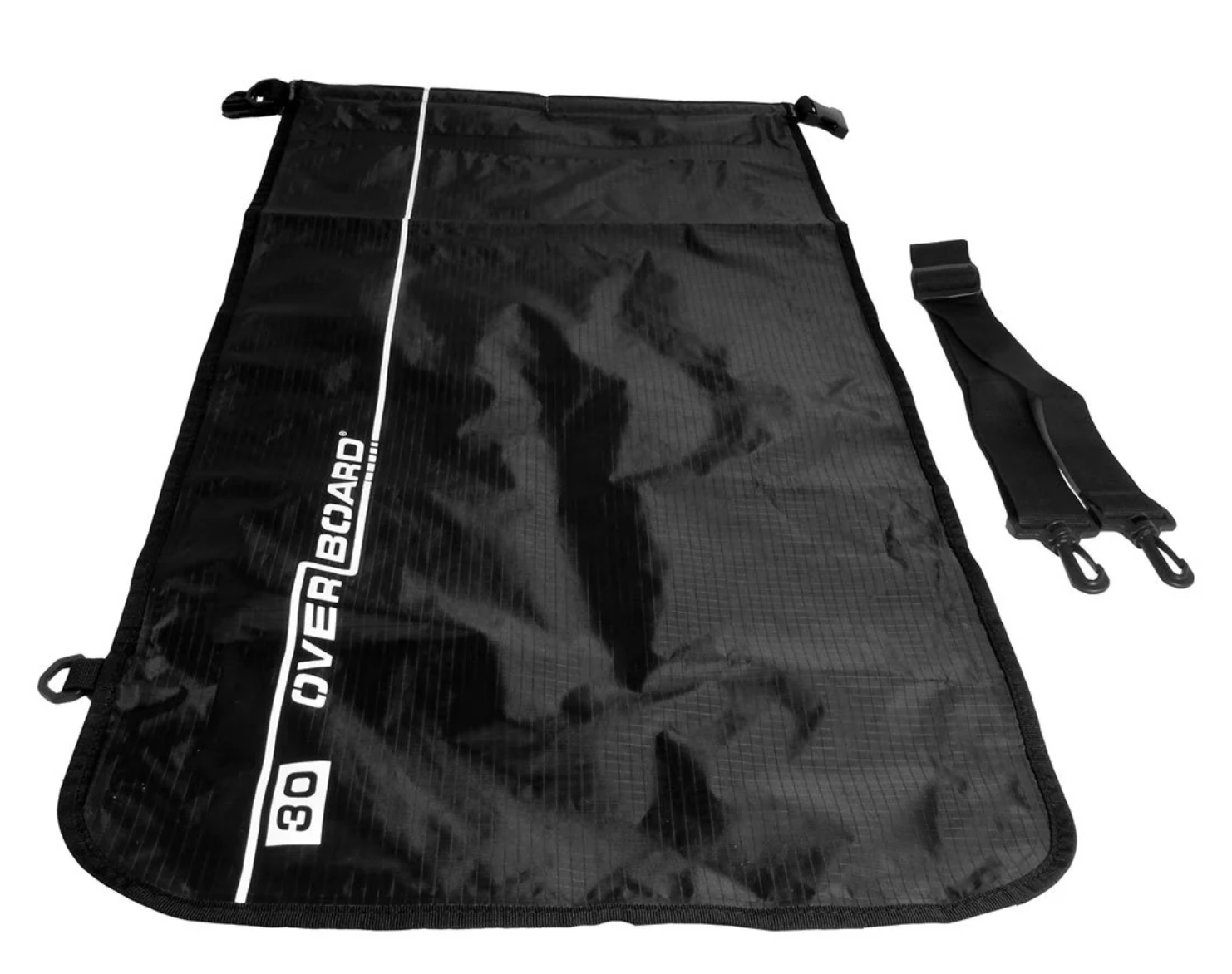 OverBoard 30 Litre Dry Flat Waterproof Bag Water Sports Outdoors OB1026 - Black