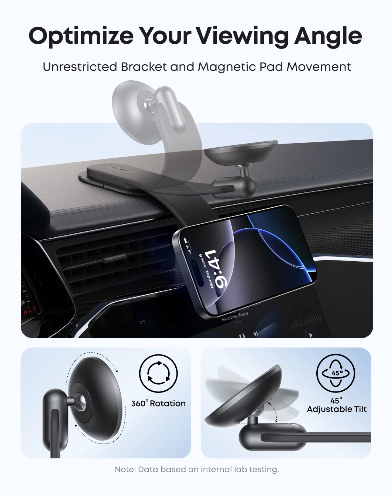 Anker Nano Magnetic Phone Car Detachable Holder Ultimate Viewing Flexibility Black - A9110H11