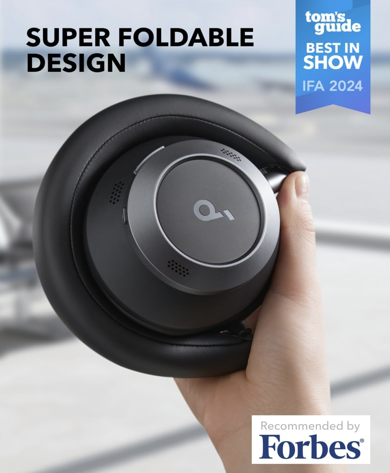 Anker Soundcore Space One Pro Headphones Adaptive Super Foldable Over-Ear Black - A3062G11