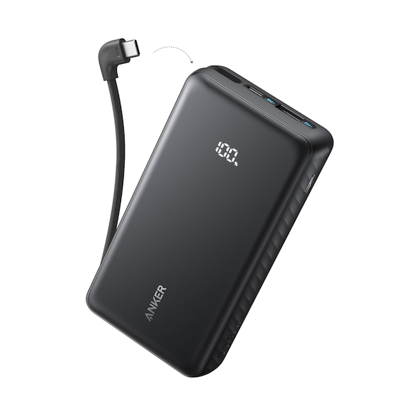 Anker ZOLO Power Bank 20K mAh 22.5W Fast Charging with Built-In USB-C Cable Black - A110EH11